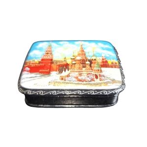 2000 Russian Souvenir Handcrafted St. Basil's Cathedral‎ Lacquered Trinket Box